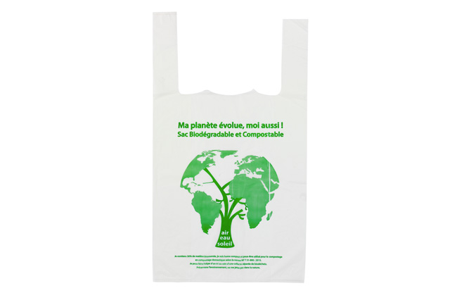 Sac bretelle bio compostable - 30 x 14 x 54 cm - 17µ (Colis 1000 sacs)